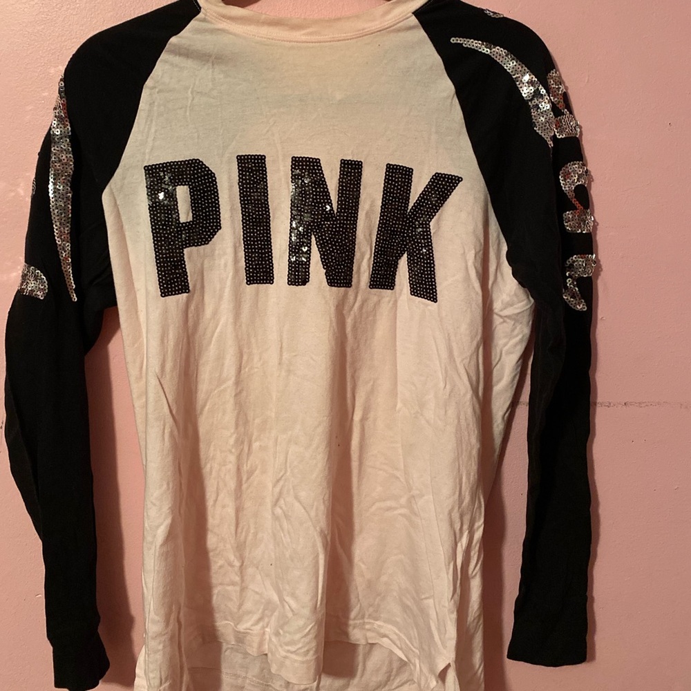 PINK back sleeved blinged top